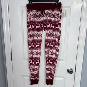 Cozy Red and White Kids Knit Bottoms